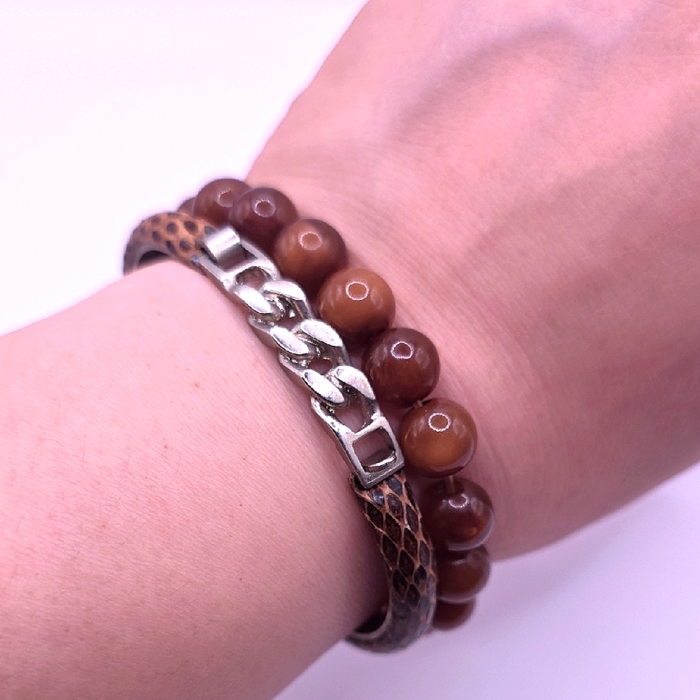 Vintage Brown Motif Bracelet Lot